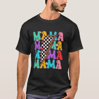 Camiseta Groovy Mama Checkered Lightered Bolt Feliz Madres