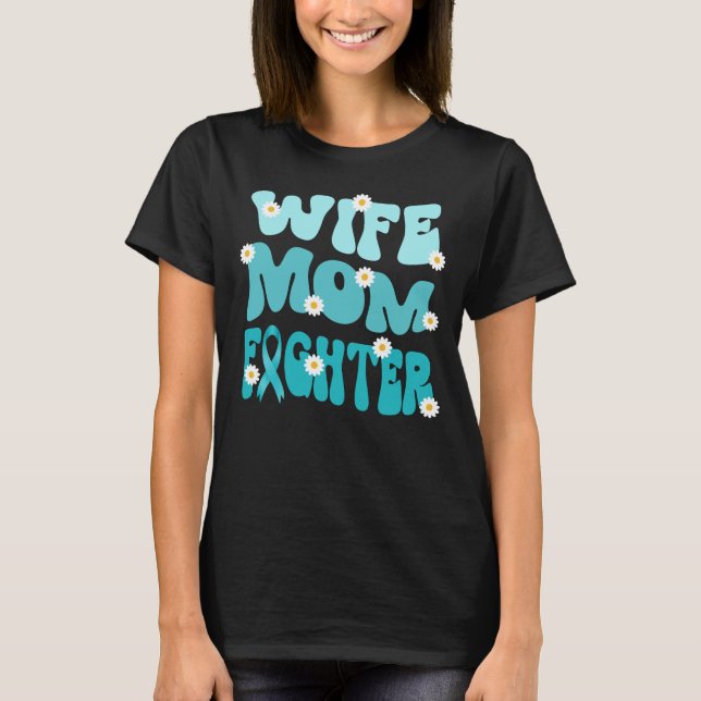 Camiseta groovy mamá esposa luchadora conciencia de cáncer  (Anverso)