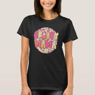 Camiseta Groovy Mama Hippie Retro Daisy Flower Smile Face H