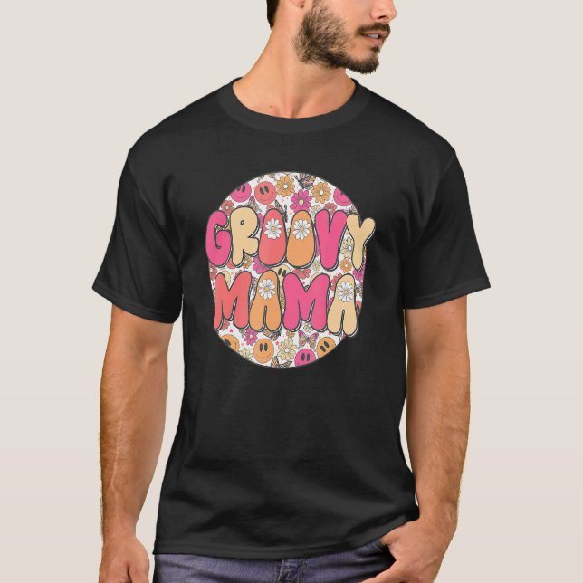 Camiseta Groovy Mama Hippie Retro Daisy Flower Smile Face H (Anverso)