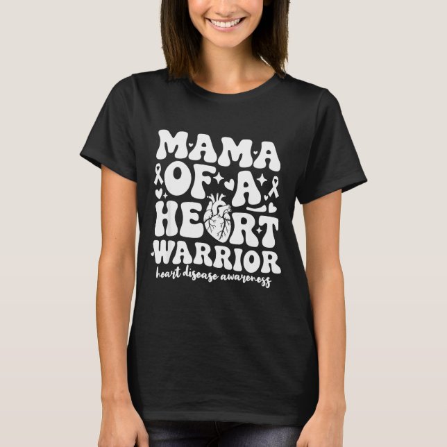 Camiseta Groovy Mama Of A Heart Warrior Chd Awareness Heart (Anverso)