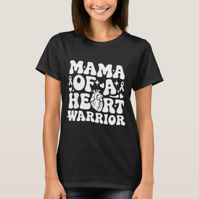 Camiseta Groovy Mama Of A Heart Warrior Chd Awareness Heart (Anverso)