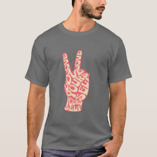 Camiseta Groovy Mano de Paz Ama a Ti Mismo 60s Retro
