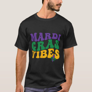 Camiseta Groovy Mardi Gras Vibes Carnival Beads Funny Mardi