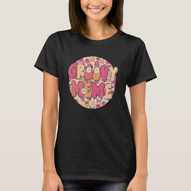 Camiseta Groovy Meme Hippie Retro Groovy Flower Fall Vibes (Anverso)