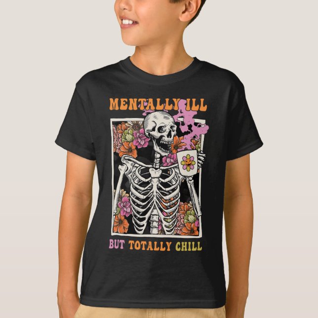 Camiseta Groovy Mentalmente Enfermo Pero Totalmente Chill H (Anverso)
