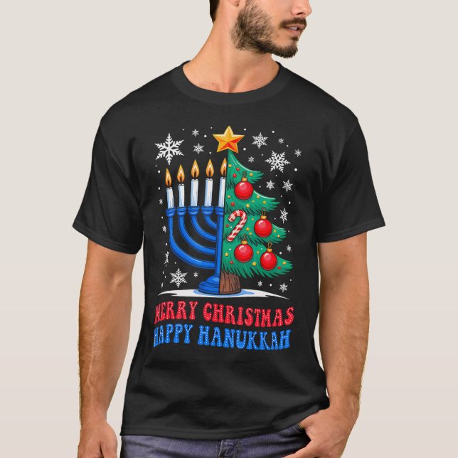 Camiseta Groovy Merry Chrismukkah Happy Christmas Hanukkah (Anverso)