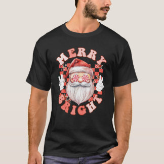 Camiseta Groovy Merry y Bright Funny Santa Retro Christma