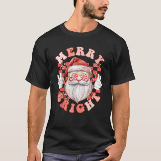 Camiseta Groovy Merry y Bright Funny Santa Retro Christma
