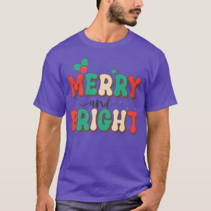 Camiseta Groovy Merry Y Bright Holiday Season Navidades F