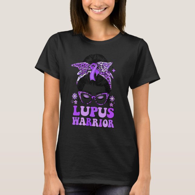 Camiseta Groovy Messy Bun Leopard Purple Ribbon Lupus Warri (Anverso)