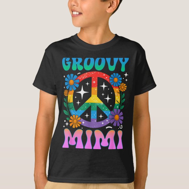 Camiseta Groovy Mimi Floral Hipe Funny Mother's Day Mom Wom (Anverso)