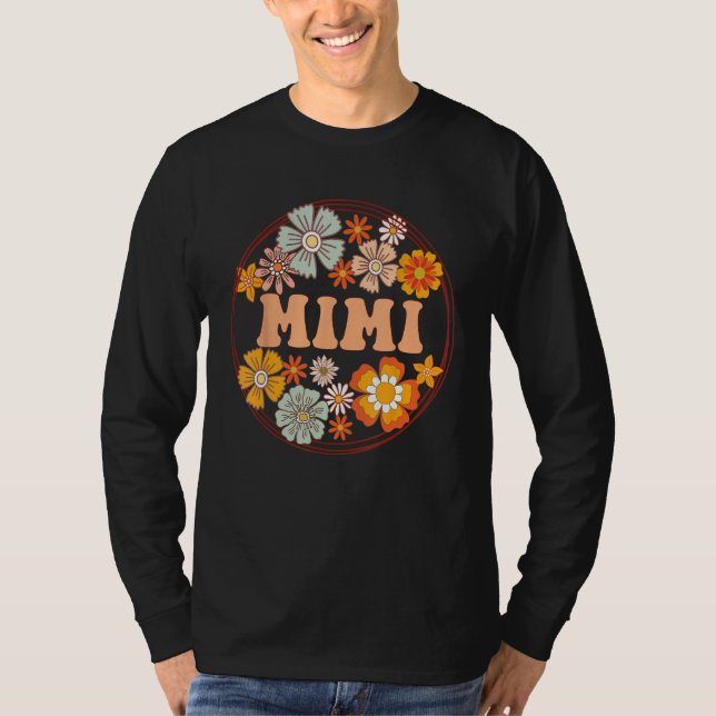 Camiseta Groovy Mimi Retro Flowers Women Mother s Day Grand (Anverso)