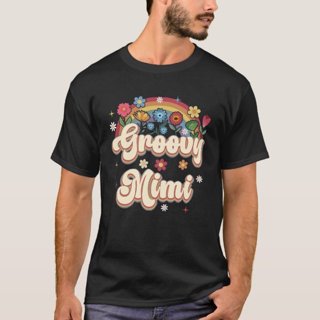 Camiseta Groovy Mimi Retro Hippie Signo de paz Madres Flora (Anverso)