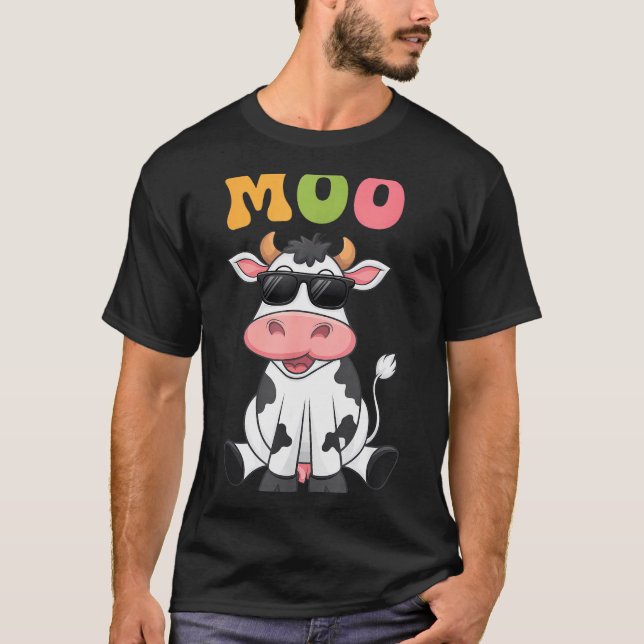 Camiseta Groovy Moo Cow - Funny Farmer Cow Men Women Kids B (Anverso)
