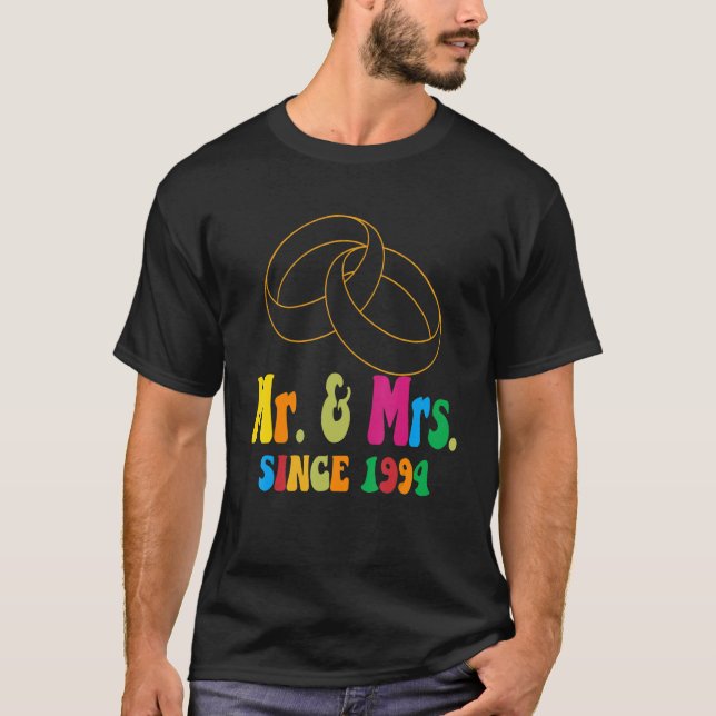Camiseta Groovy Mr. & Mrs. Desde 1994 Boda Aniversario Mat (Anverso)