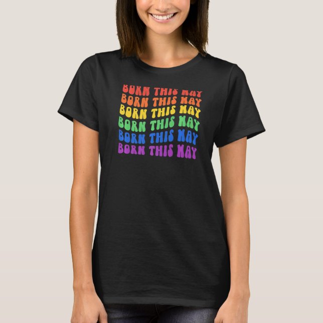 Camiseta Groovy Nació De Esta Manera La Bandera Rainbow Lgb (Anverso)
