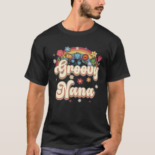 Camiseta Groovy Nana Retro Hippie Signo de paz Madres Flora