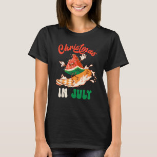 Camiseta Groovy Navidades En Julio Watermelon Surfing Tropi