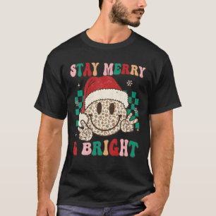 Camiseta Groovy Navidades Felices Caras Permanecen Feliz Y 