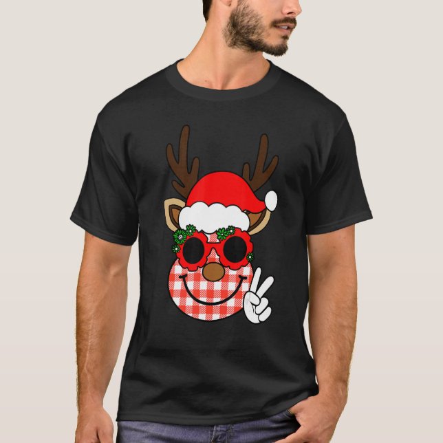 Camiseta Groovy Navidades Reindeer Face Team Santa Elf Squa (Anverso)