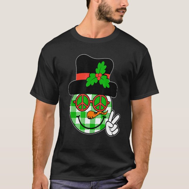 Camiseta Groovy Navidades Snowman Face Team Santa Elf Squad (Anverso)