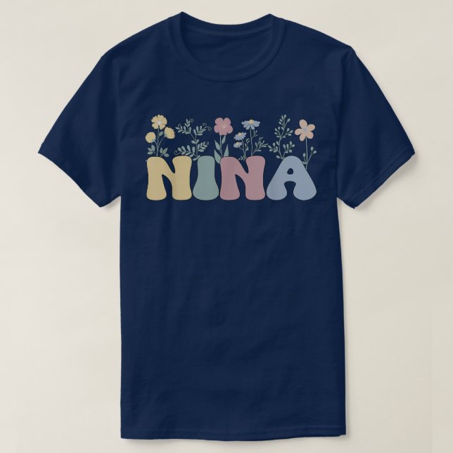Camiseta Groovy Nina Abuela Flores Nina Abuela  (Diseño del anverso)