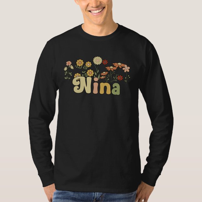 Camiseta Groovy Nina Grandmother Flowers Nina Grandma (Anverso)