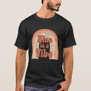 Camiseta Groovy Nueve Es Un Vibe Rainbow Birthday Niños G