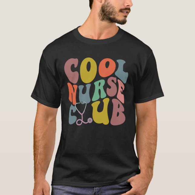 Camiseta Groovy Nurse Cool Nurse Club School Nurse RN ICU E (Anverso)