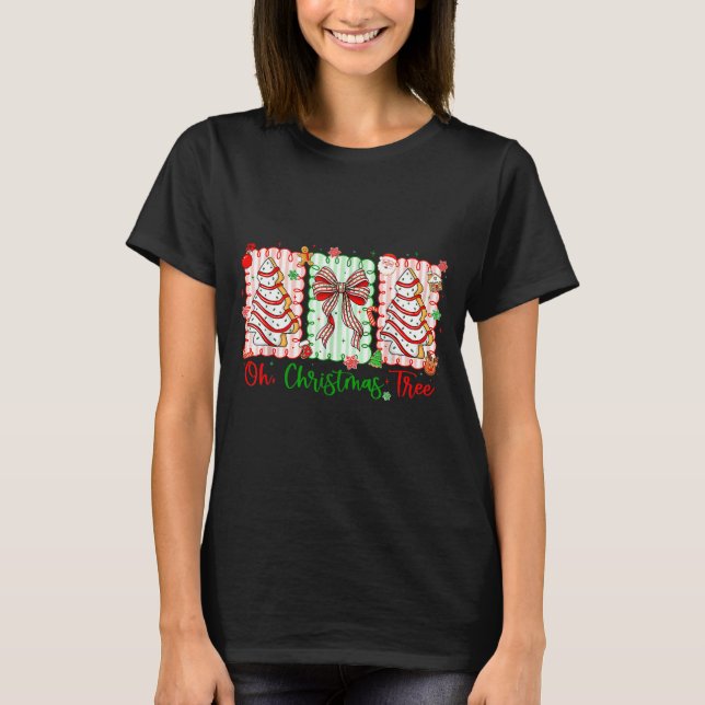 Camiseta Groovy Oh Christmas Tree Cakes Debbie Becky Jen Ca (Anverso)