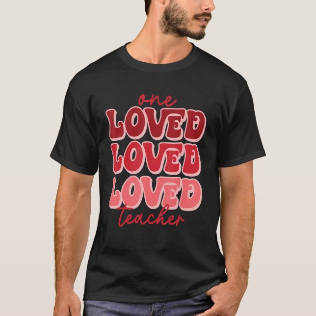 Camiseta Groovy One Loved Teacher 100 Days of School Valent (Anverso)