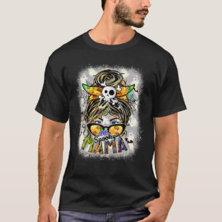 Camiseta Groovy One Spooky Mama Messy Bun Witch Mom Hallowe