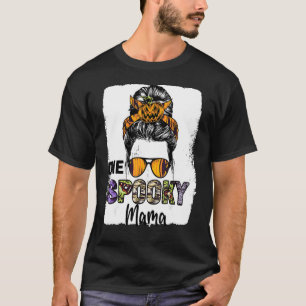Camiseta Groovy One Spooky Mama Messy Bun Women Witch Mom H