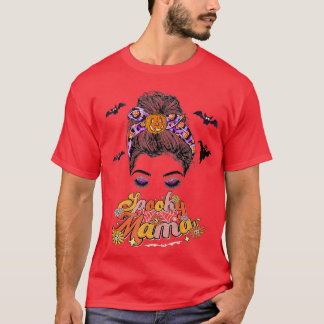 Camiseta Groovy One Spooky Mama Messy Bun Women Witch Mom H