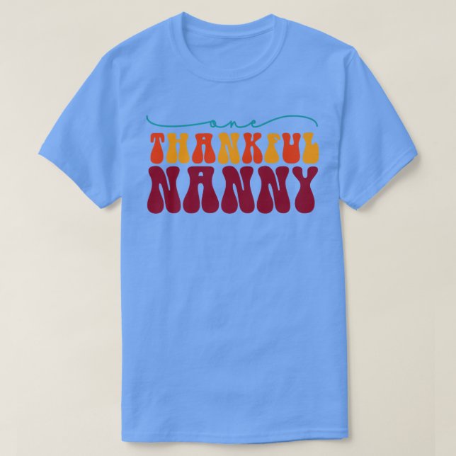 Camiseta Groovy One Thankful Nanny Hello Fall Vibes Thanksg (Diseño del anverso)