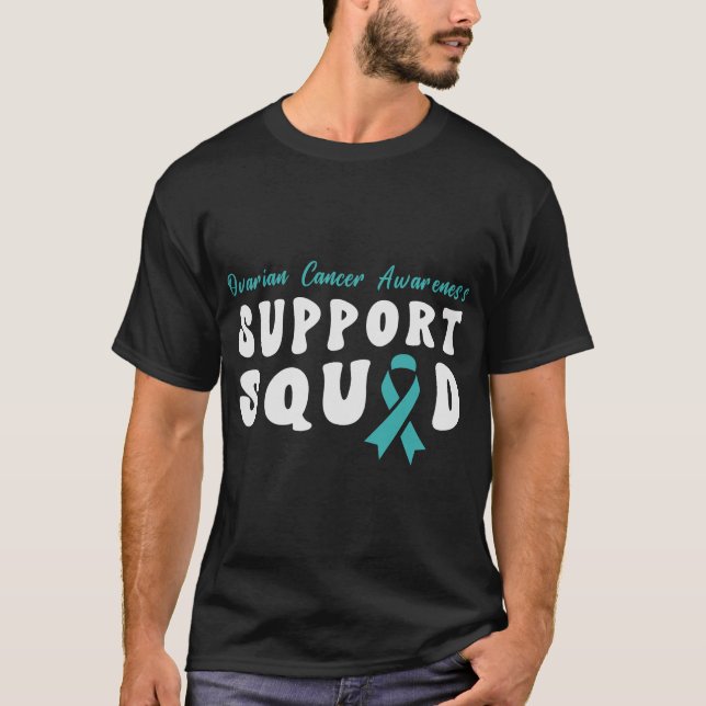 Camiseta Groovy Ovarian Cáncer de Conciencia Squad Verde az (Anverso)