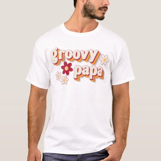 Camiseta Groovy Papa T-Shirt | Retro Daisy Boho Cumpleaños  (Anverso)