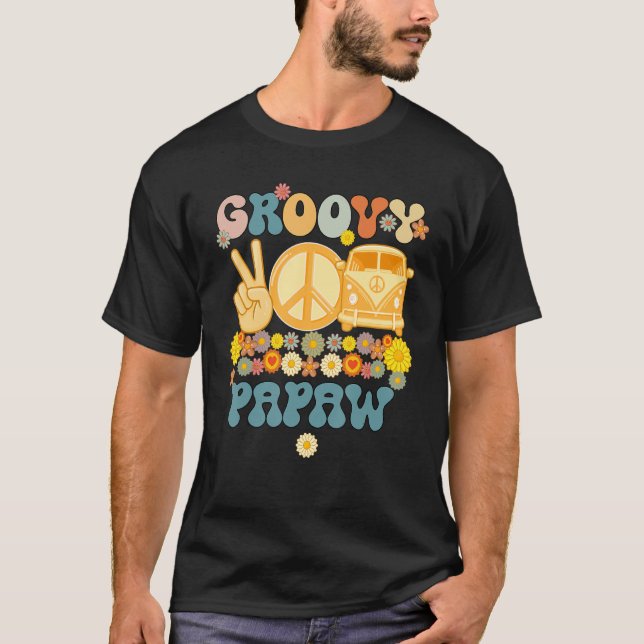 Camiseta Groovy Papaw Retro Familia Coincidiendo Grasa Baby (Anverso)