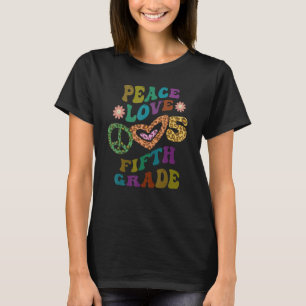 Camiseta Groovy PAZ AMOR QUINTO GRADO Estampado de leopardo