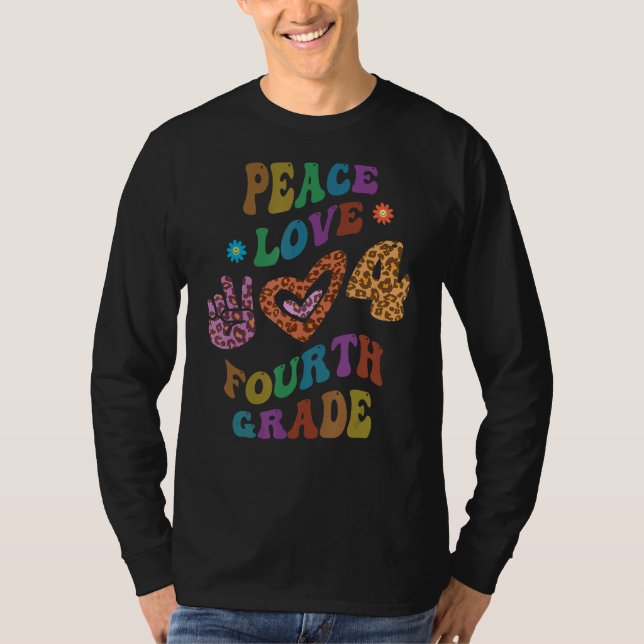 Camiseta Groovy PEACE LOVE CUARTO GRADO Leopardo Imprimir 4 (Anverso)