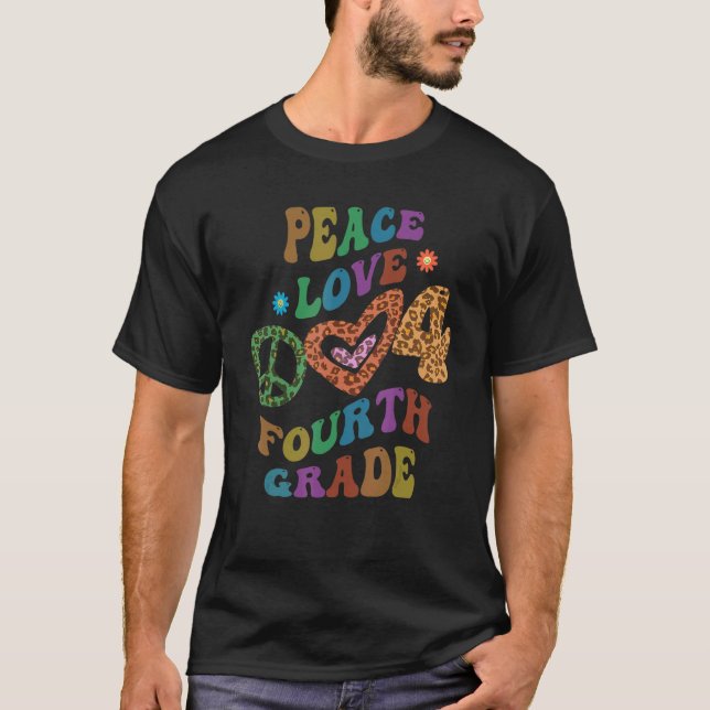 Camiseta Groovy PEACE LOVE CUARTO GRADO Leopardo Imprimir 4 (Anverso)