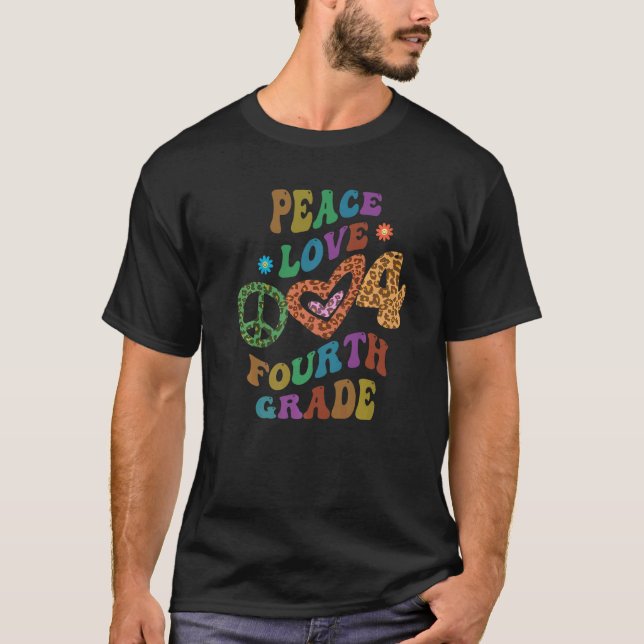 Camiseta Groovy PEACE LOVE CUARTO GRADO Leopardo Imprimir 4 (Anverso)