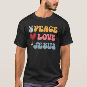Camiseta Groovy Peace Love Jesus Christian 70 s Hippie