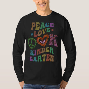 Camiseta Groovy PEACE LOVE KINDERGARTEN Leopard Print Kinde