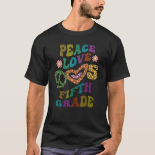 Camiseta Groovy PEACE LOVE QUINTO GRADO Leopardo Imprimir 5