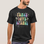 Camiseta Groovy PEACE LOVE SCIENCE Technology Team<br><div class="desc">Equipo de Tecnología de Ciencia y Tecnología de Groovy PEACE LOVE</div>