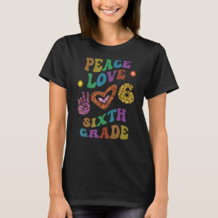 Camiseta Groovy PEACE LOVE SEXTO GRADO Leopardo Imprimir 6G