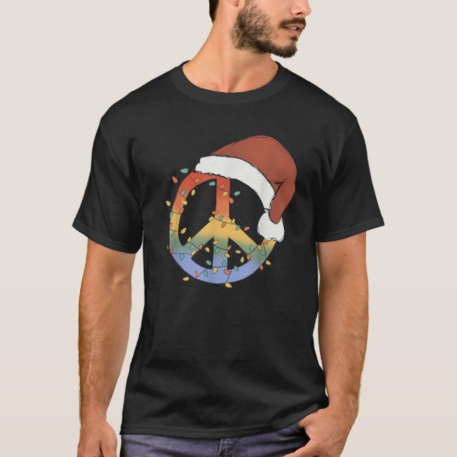 Camiseta Groovy PEACE LOVE XMAS Hippie Santa Claus Funny Ch (Anverso)