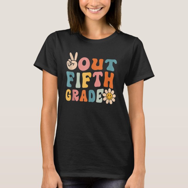 Camiseta Groovy Peace Out Fifth Grade Last Day of School 5t (Anverso)